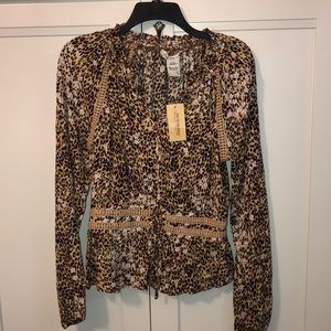 American Rag New Tiger Irish Cream PeasantTop Wm L